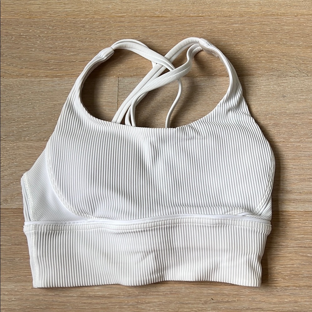 Lululemon White Ribbed Longline Bra Size 2